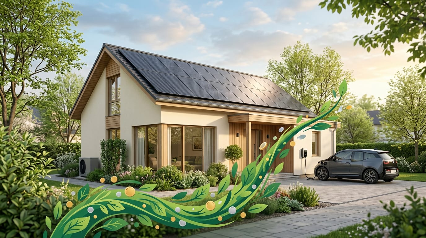 Solar home, efficiency, and Earth Day savings theme