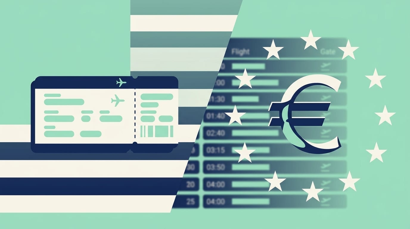 Illustration for article: Your Flight Is Delayed or Cancelled. Here's Exactly What You're Owed.