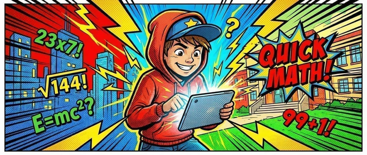 Quick Math comic-style hero banner