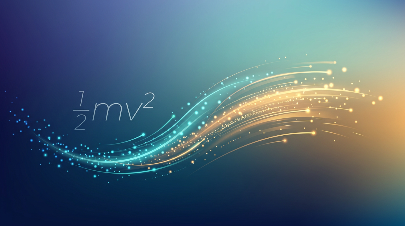 Abstract motion and energy illustration for the kinetic energy calculator