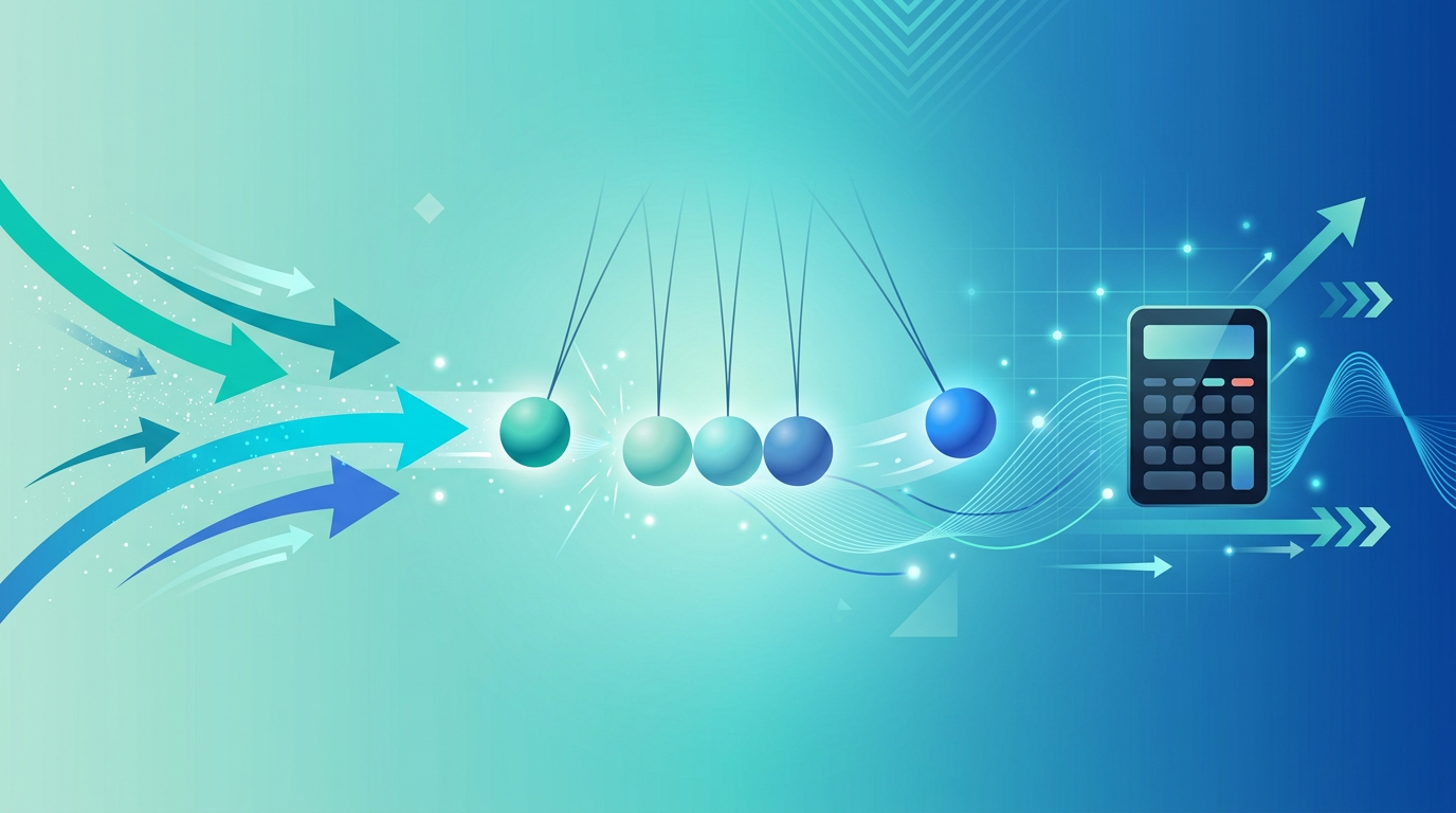 Abstract motion and momentum illustration for the calculator