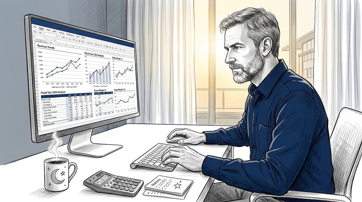 Financial analyst working on a detailed spreadsheet