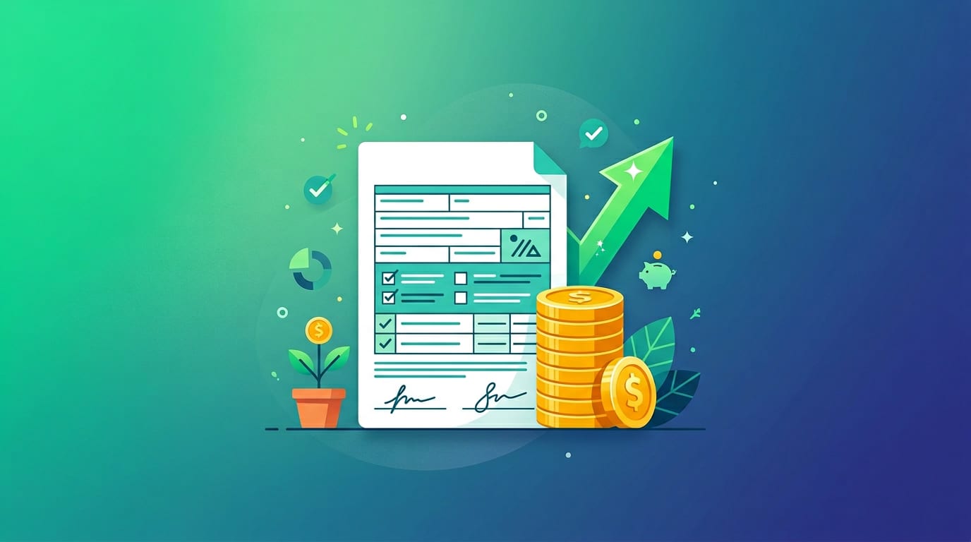 Illustration of tax documents, coins, and growth - what to do with your tax refund